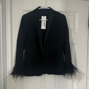 Theory Black Feather Cuff Blazer